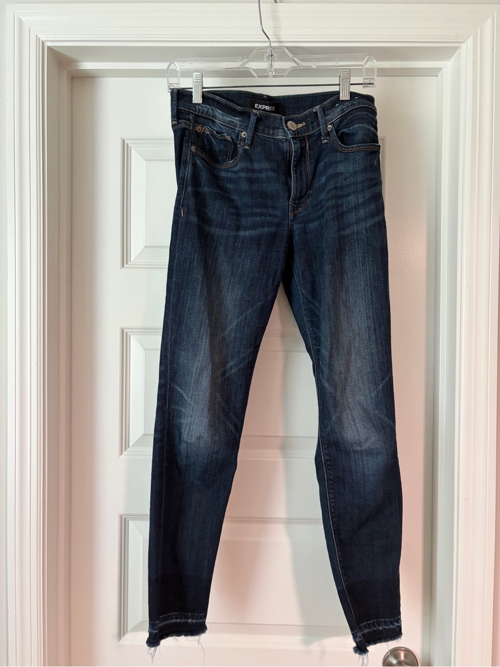 Express Women’s Dark Blue Slim Straight Jeans